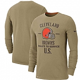 Men's Cleveland Browns Nike Tan 2019 Salute to Service Sideline Performance Long Sleeve Shirt,baseball caps,new era cap wholesale,wholesale hats